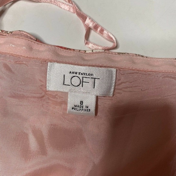 Ann Taylor LOFT Sz 8 Womens Silk Pink Floral Strapless Fit & Flare Short Dress - Picture 7 of 11